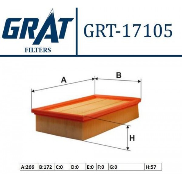 GRAT 17105 HAVA FILTRESI FOCUS CMAX 1.6T DCI 03>S40-V50-C30 05-07 D4164T