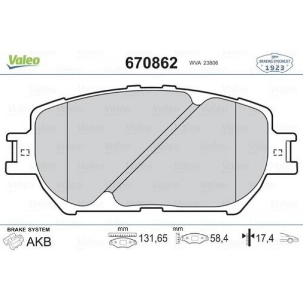 VALEO 670862 ON FREN BALATASI TOYOTA AVENSIS 00-01