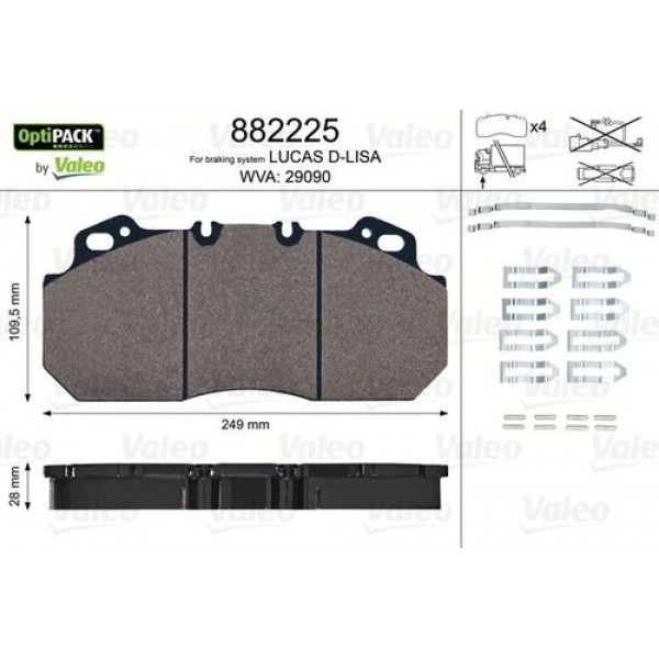 VALEO 882225 DISK FREN BALATASI RENAULT TRUCKS MAGNUM PREMIUM (22.5 TEKERLEK ICIN)
