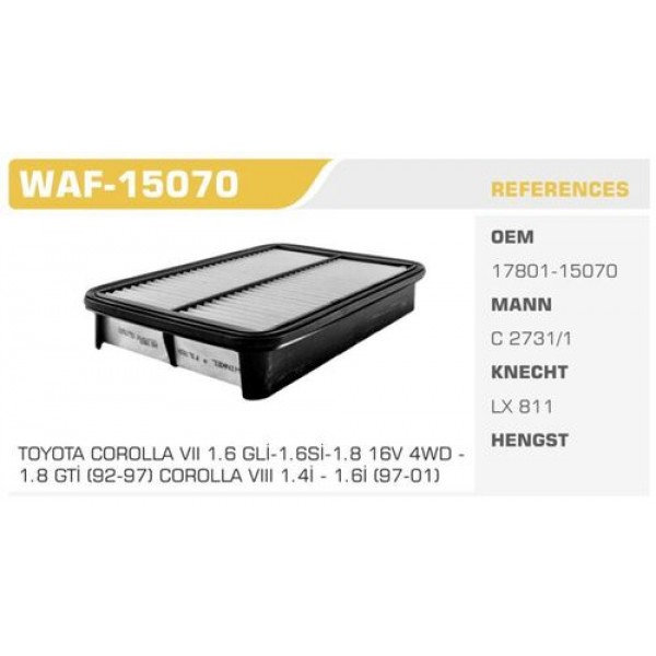 WINKEL WAF HAVA FILTRESI COROLLA AE101 93>98 COROLLA 93>98 1.6IE KOLI: 24 AD.