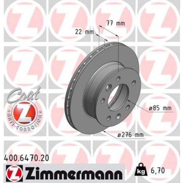 ZIMMERMANN 400.6470.20 FREN DISKI ON MERCEDES SPRINTER B901 B904 . VW LT 28-35-46