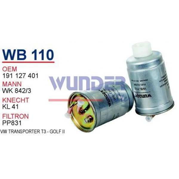 WUNDER WB110 WUNDER WB110 MAZOT FİLTRESİ - VOLKSWAGEN TRANSPORTER T3 - GOLF II-JETTA II- POLO II