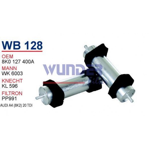 WUNDER WB128 WUNDER WB128 MAZOT FİLTRESİ - AUDİ A4 (8K2)2.0 TDİ