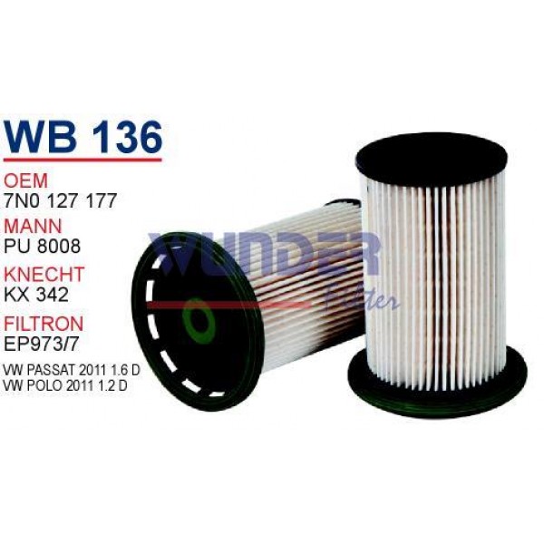 WUNDER WB136 WUNDER WB136 MAZOT FİLTRESİ - VOLKSWAGEN PASSAT 2011 -