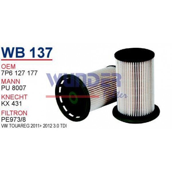 WUNDER WB137 WUNDER WB137 MAZOT FİLTRESİ - VOLKWAGEN TOUAREG 2011-2012 3.0 TDİ