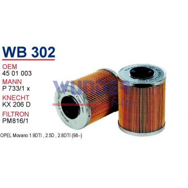 WUNDER WB302 WUNDER WB302 MAZOT FİLTRESİ - OPEL MOVANO E.M