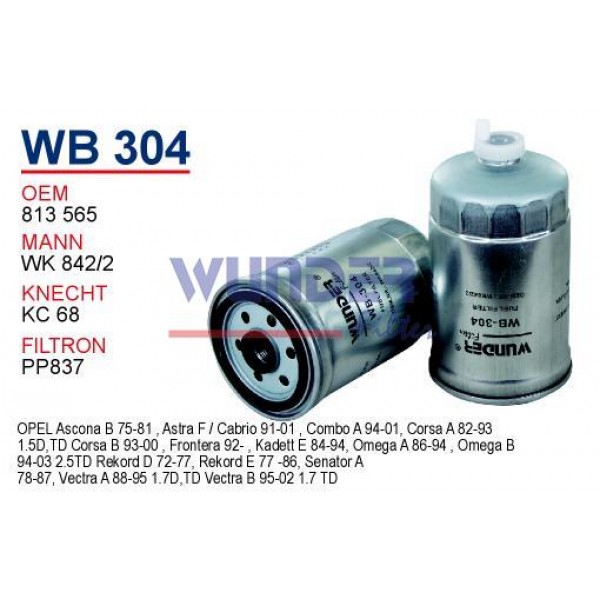 WUNDER WB304 WUNDER WB304 MAZOT FİLTRESİ - RANGE ROVER I2.4 D