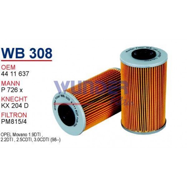 WUNDER WB308 WUNDER WB308 MAZOT  FİLTRESİ - RENAULT MASTER II-III-IV - TRAFFİC II