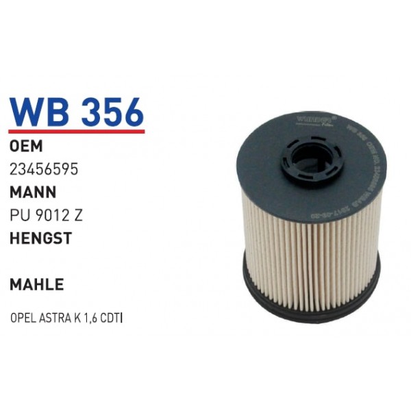 WUNDER WB356 WUNDER WB356 MAZOT FİLTRESİ - OPEL ASTRA K 1,6 CDTİ