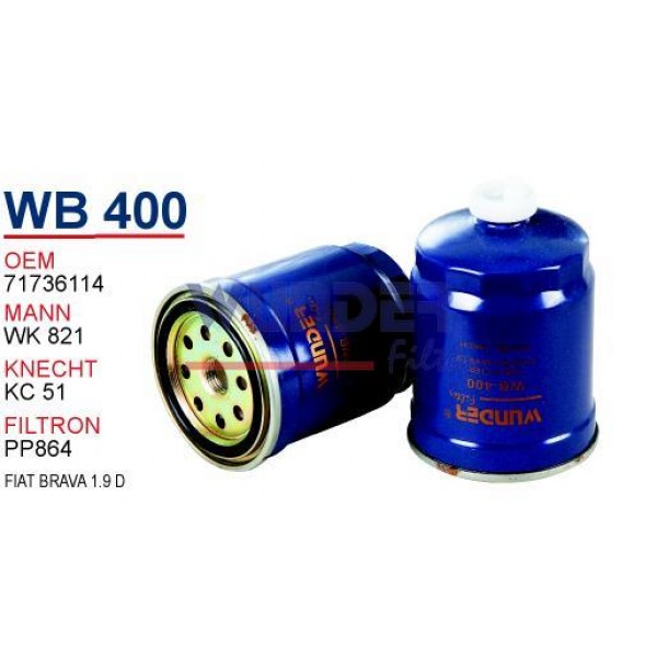 WUNDER WB400 WUNDER WB400 MAZOT FİLTRESİ - PEUGEOT 106 1.4 D - 1.5 D (CS 449A)