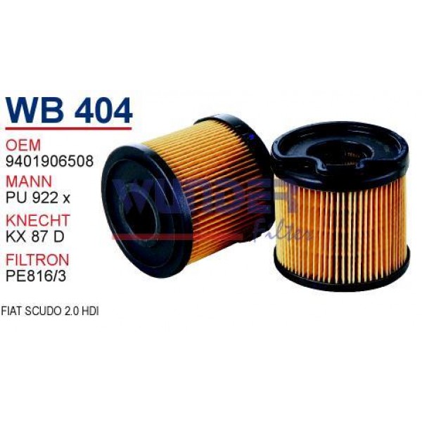 WUNDER WB404 WUNDER WB404 MAZOT FİLTRESİ - PEUGEOT 406 HDI - EXPERT