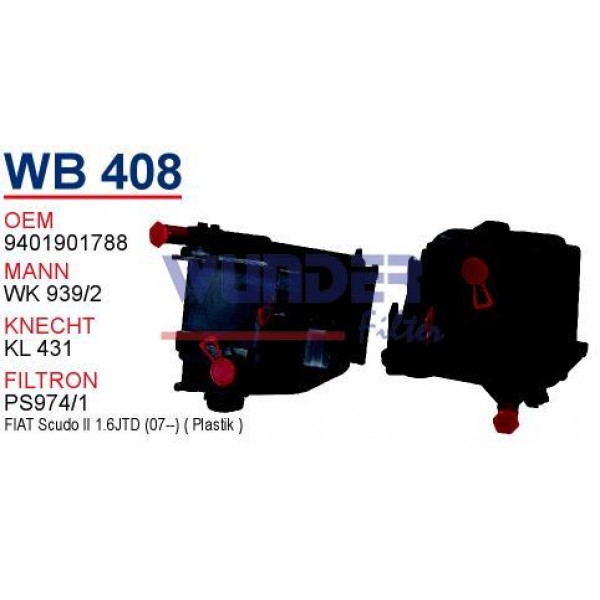 WUNDER WB408 WUNDER WB408 MAZOT FİLTRESİ - VOLVO S 40 - V 50 1.6 D