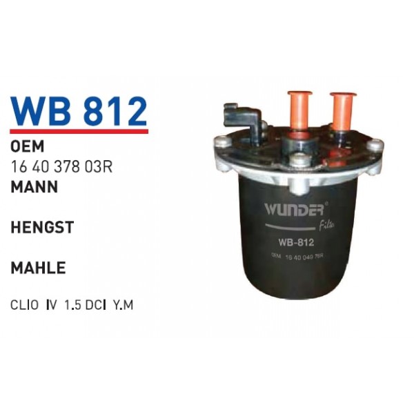 WUNDER WB812 WUNDER WB812 MAZOT  FİLTRESİ - RENAULT CLİO IV 1,5 DCİ
