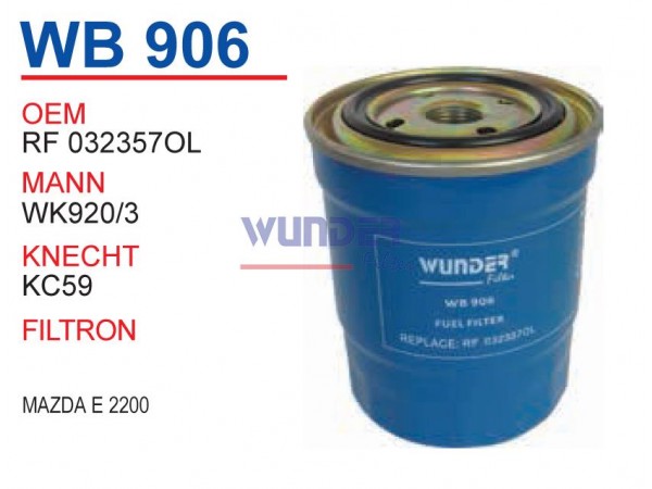 WUNDER WB906 WUNDER WB906 MAZOT FİLTRESİ - MAZDA E 2200