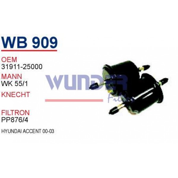 WUNDER WB909 WUNDER WB909 BENZİN FİLTRESİ - HYUNDAi ACCENT 00-03