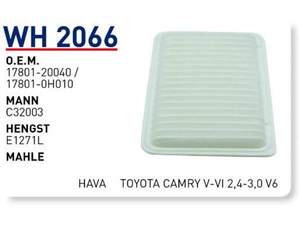 WUNDER WH2066 HAVA FİLTRESİ - TOYOTA CAMRY V-VI 2,4-3,0 V6