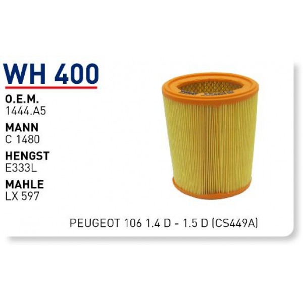 WUNDER WH400 WUNDER WH400 HAVA FİLTRESİ - PEUGEOT 106 1.4 D - 1.5 D (CS449A)
