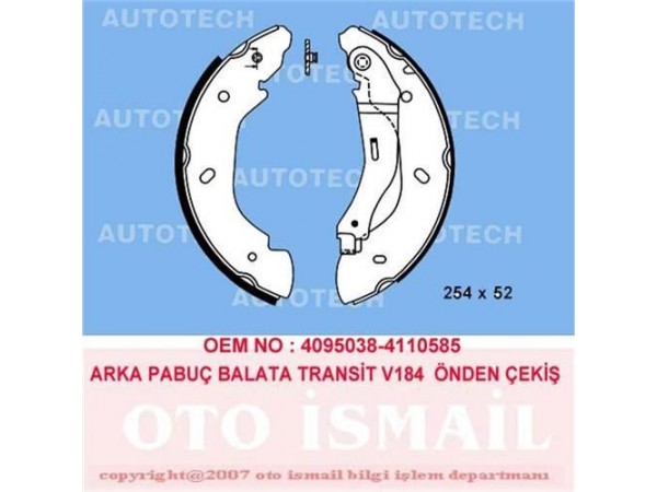 AUTOTECH PB4101 KAMPANA BALATA TRANSIT TOURNEO 06-