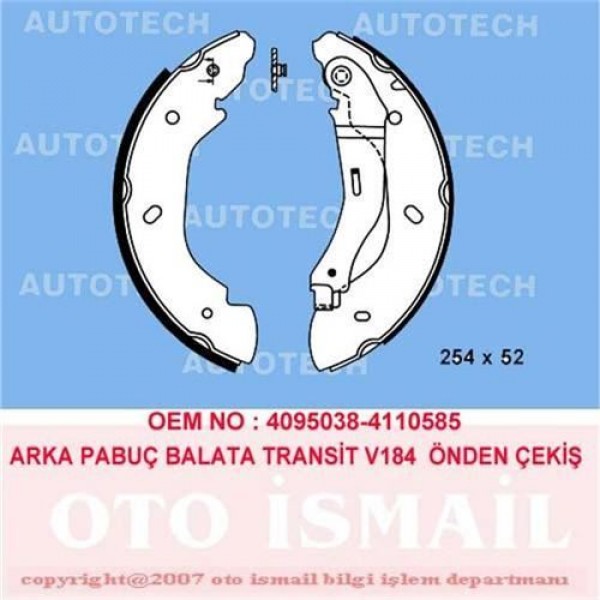 AUTOTECH PB4101 KAMPANA BALATA TRANSIT TOURNEO 06-