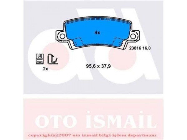 0986TB2416 ARKA BALATA COROLLA 1.4 1.6  1.4VVTİ 1.6VVTİ 1.8 VVTİ-1.4 D4D (04-07) 2.0D4D (02-07)