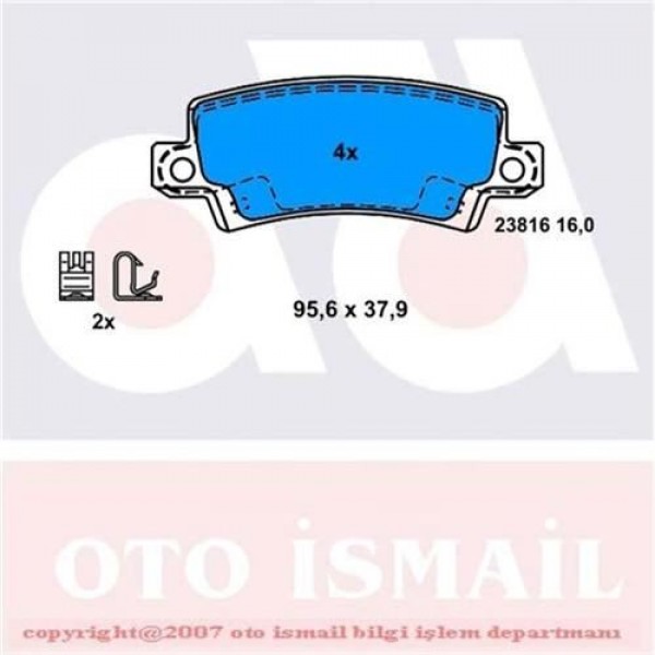 0986TB2416 ARKA BALATA COROLLA 1.4 1.6  1.4VVTİ 1.6VVTİ 1.8 VVTİ-1.4 D4D (04-07) 2.0D4D (02-07)