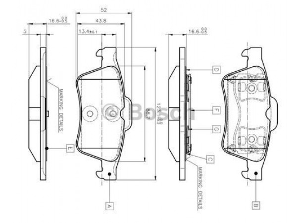 0986TB2410 FREN BALATASI ARKA LAGUNA II 01-; MEGANE II LATITUDE VECTRA C 03-;FOCUS II 05-; CONNEC 06-;PRIMERA 02-;