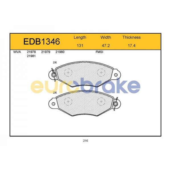 EUROBRAKE EDB1346 ÖN BALATA KANGO 1.9 D 1.5DCİ 97 GDB1321-FDB1135-LP1610