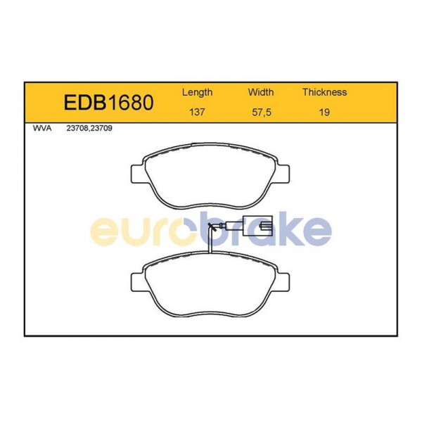 EUROBRAKE EDB1680 ÖN BALATA DOBLO 1.3-1.9 JTD 07 G.PUNTO 1.3 MJT 05 STILO 05 LINEA 07 BRAVO 07 215mm İKAZ KABLOLU GDB1655-FDB1467W-LP1721