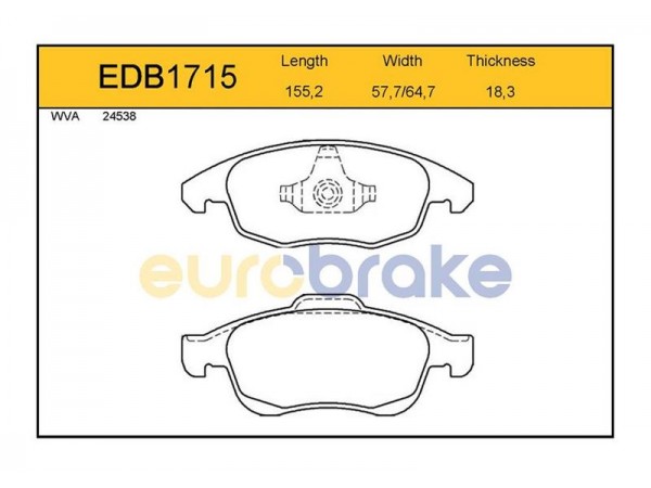 EUROBRAKE EDB1715 ÖN BALATA C4 PICASSO 1.6 HDI 110hp -PARTNER TEPE-BERLINGO 08 5008 09 GDB1690-FDB1971-LP2101