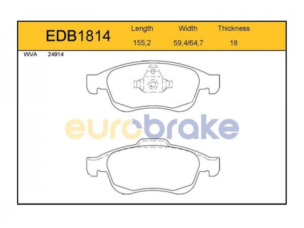 EUROBRAKE EDB1814 ÖN BALATA FLUENCE-DUSTER 2010 MGN III 09 1.6 16V-2.0 16V-1.5 DCI- SCENIC III 09 LODGY GDB1789-FDB4180W-LP2152