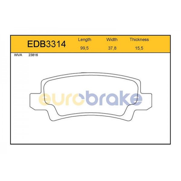 EUROBRAKE EDB3314 ARKA BALATA COROLLA 1.4 VVTI. 1.6 VVTI 02 GDB3289-FDB1574-LP1864