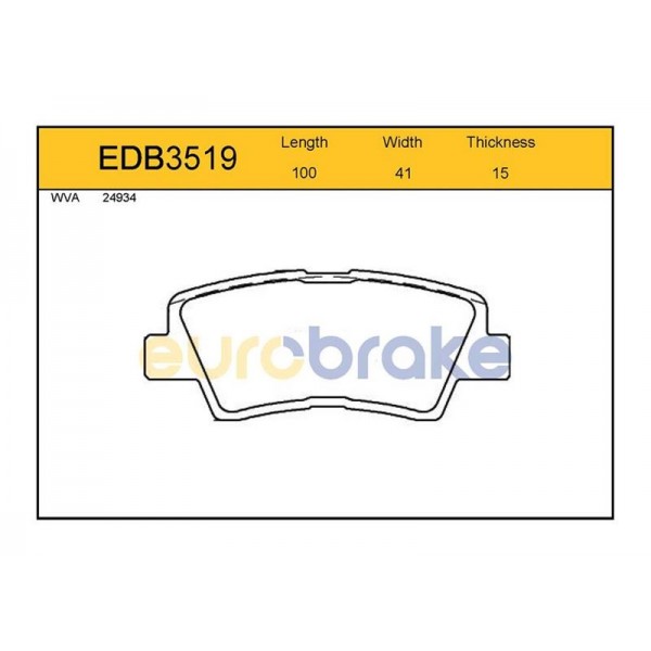 EUROBRAKE EDB3519 ARKA BALATA ACCENT BLUE 1.4-1.6 2011 KIA SOUL 1.6 09 99.8×41.3×15.5/15.8 GDB3494-FDB4387-LP2295