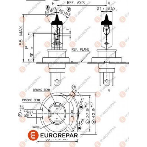 EUROREPAR 1616431180 ERP H4 12V-60/5 AMPUL