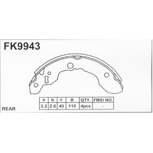 FBK FK9943 FREN BALATASI ARKA SUPER CARRY SK410 92-