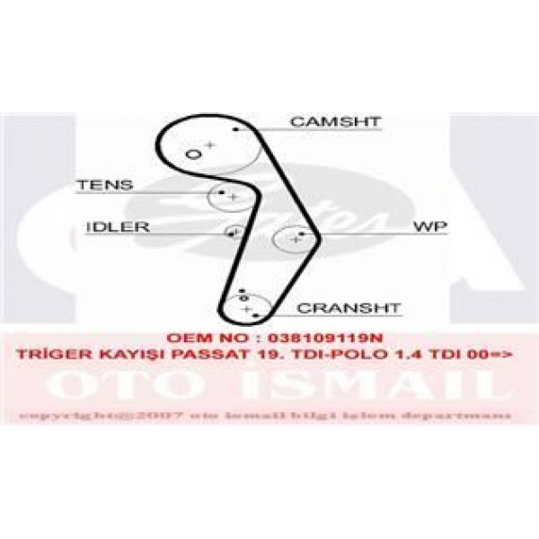 GATES 5569XS TRIGER EKSANTRIK KAYISI POLO PASSAT TRANSPORTER T5 1.9 TDI 130 HP 1.4 TDI 120x300 120DIS