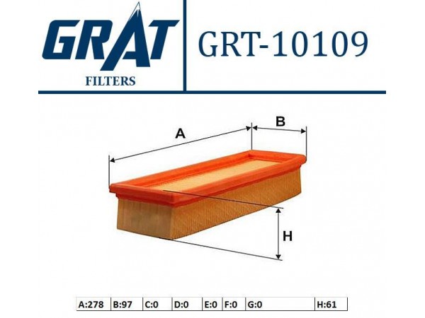 GRAT 10109 HAVA FILTRESI 500 ALBEA DOBLO FIORINO IDEA PANDA PUNTO / KA 1.2 1.4 16V SÜNGERLI