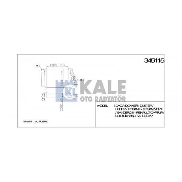 KALE OTO RADYATÖR 345115 TURBO RADYATÖRÜ CLIO IV 13-