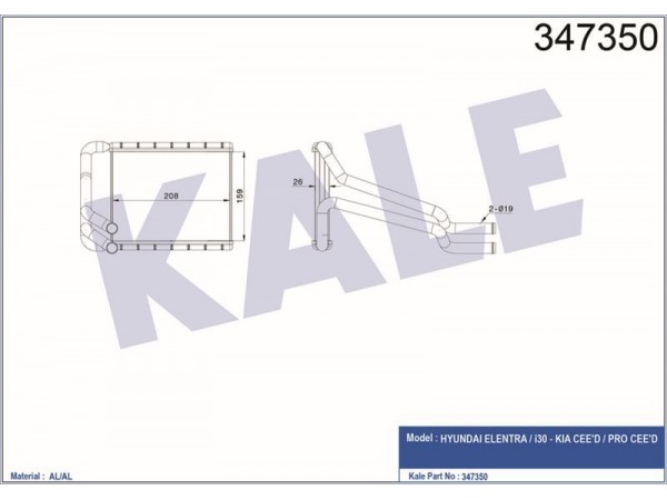 KALORIFER RADYATÖRÜ i30 CEED ELANTRA 12-; 97138 A5000