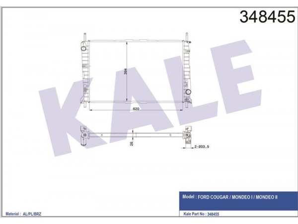 KALE OTO RADYATÖR 348455 SU RADYATÖRÜ COUGAR MONDEO I MONDEO II MT 93-