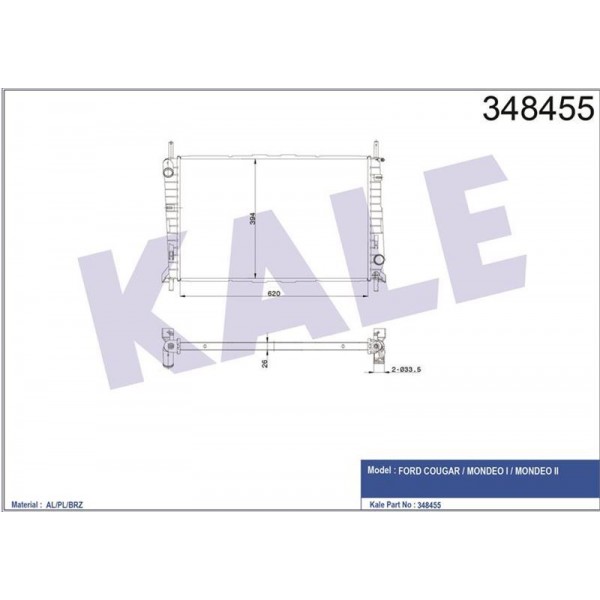 KALE OTO RADYATÖR 348455 SU RADYATÖRÜ COUGAR MONDEO I MONDEO II MT 93-