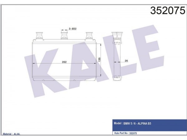 KALE OTO RADYATÖR 352075 KALORIFER BMW 5 6 E60-E61 03-