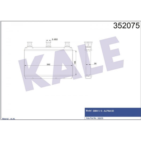 KALE OTO RADYATÖR 352075 KALORIFER BMW 5 6 E60-E61 03-