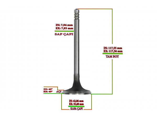 SUPAR 103221108 SUBAP INEX STD TAKIM DMAX 2.5 42MM 3.0 8V 4JH1 T SPR-3442PSPR-3443P