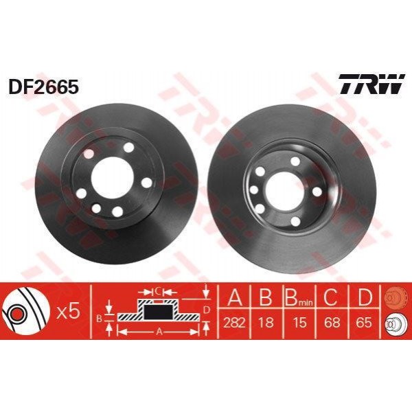 TRW DF2665 FREN DISKI ÖN TRANSPORTER T4 1.8 1.9D TD-TDI 2.0 2.4D 2.5TDI 90-