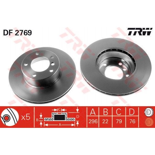 TRW DF2769 FREN DISKI ÖN BMW 5 E39 95-