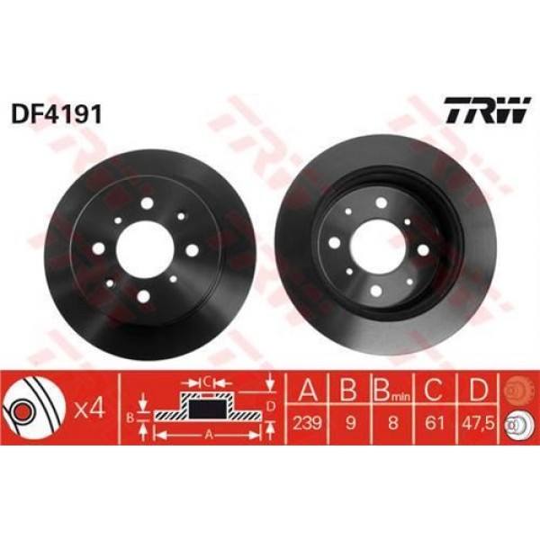 TRW DF4191 FREN DISKI ARKA CIVIC 96-