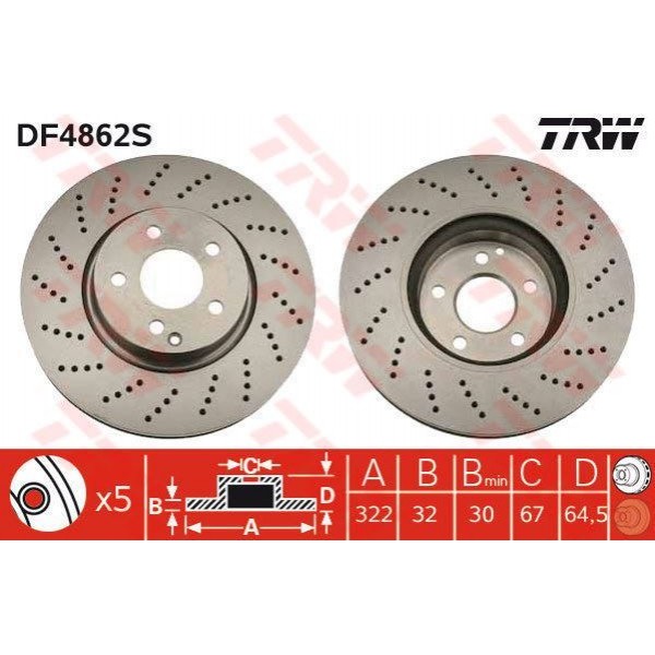 TRW DF4862S FREN DISKI ÖN MERCEDES BENZ W204 C CLASS 2007 -