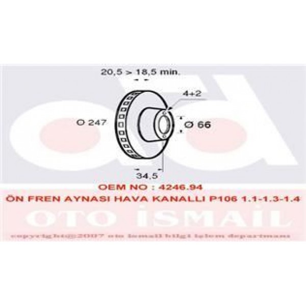 VALEO 186194 FREN DISKI ÖN 106 91-