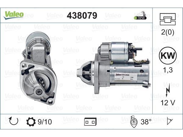 VALEO 438079 MARS MOTORU 12V 1.25KW 9 DIS D6G5. D6RA83 MERCEDES A SERISI 99-