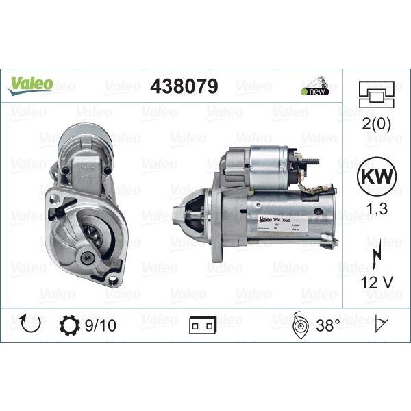 VALEO 438079 MARS MOTORU 12V 1.25KW 9 DIS D6G5. D6RA83 MERCEDES A SERISI 99-